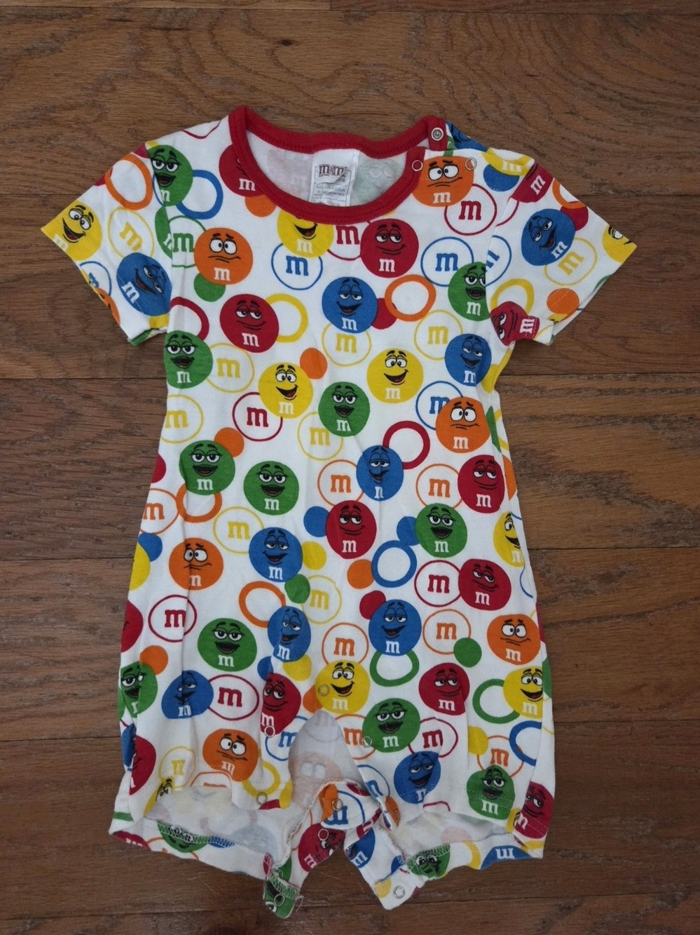 M&M'S Multicolor Printed Baby One-Piece Romper - Red Trim